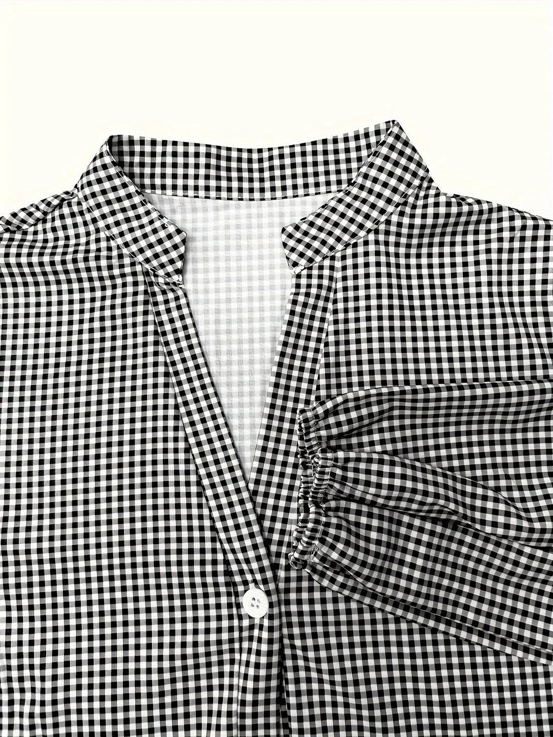 Vestito corto vichy donna maniche 3/4 collo con bottoni