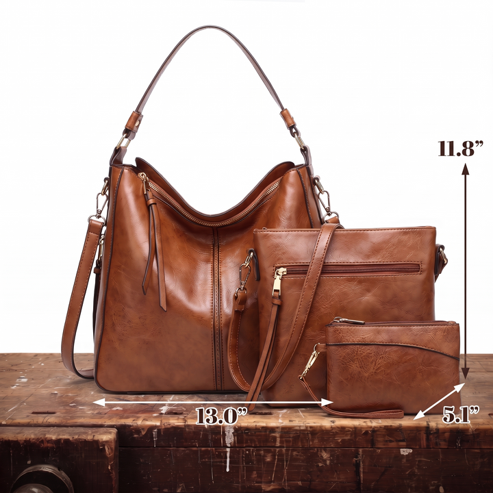 Penelope Borsa Donna in Pelle con Zip e Tasche in Marrone, photo 7