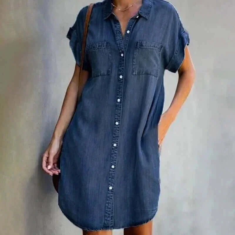 Vestito camicia donna con bottoni davanti e tasche