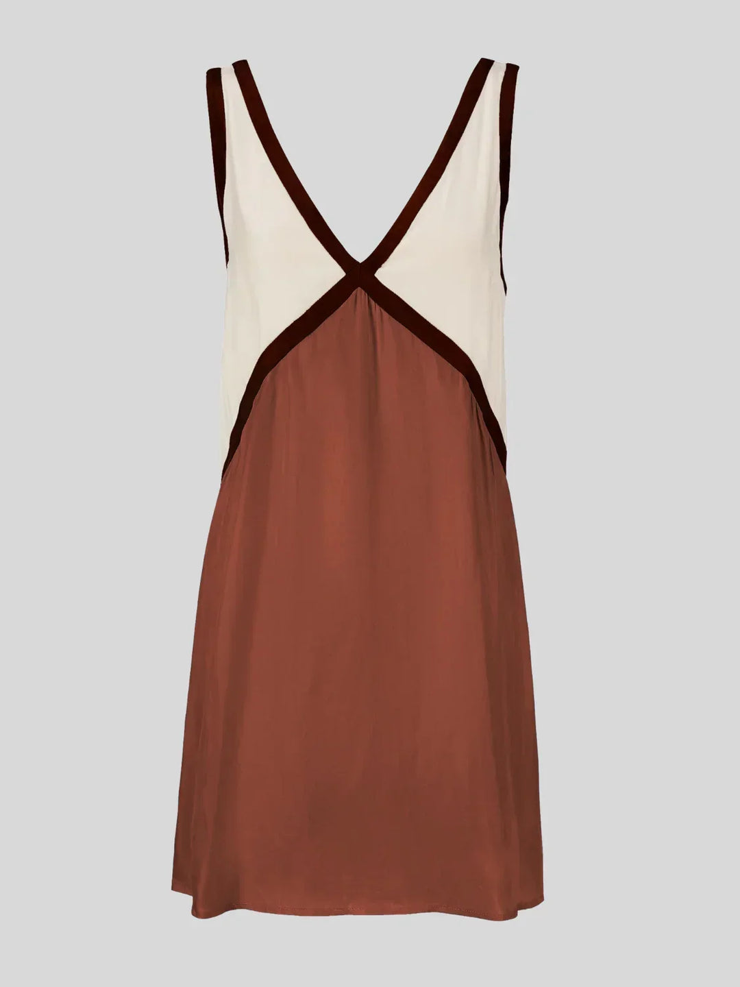 Vestito corto donna con design a contrasto e schiena profonda