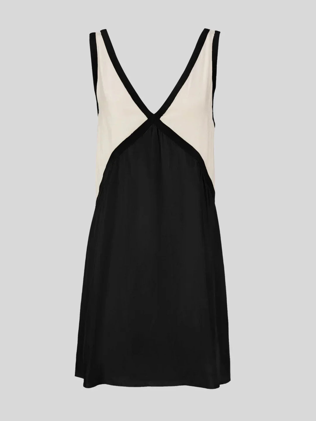 Vestito corto donna con design a contrasto e schiena profonda