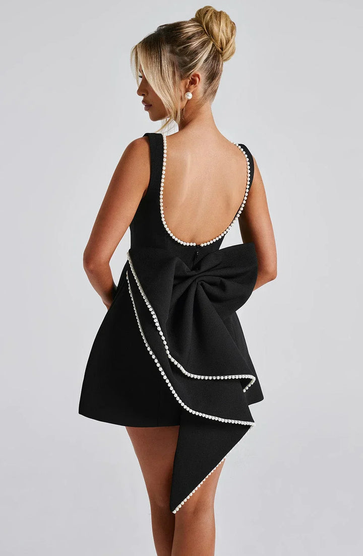 Vestito corto donna con fiocco decorativo sul retro