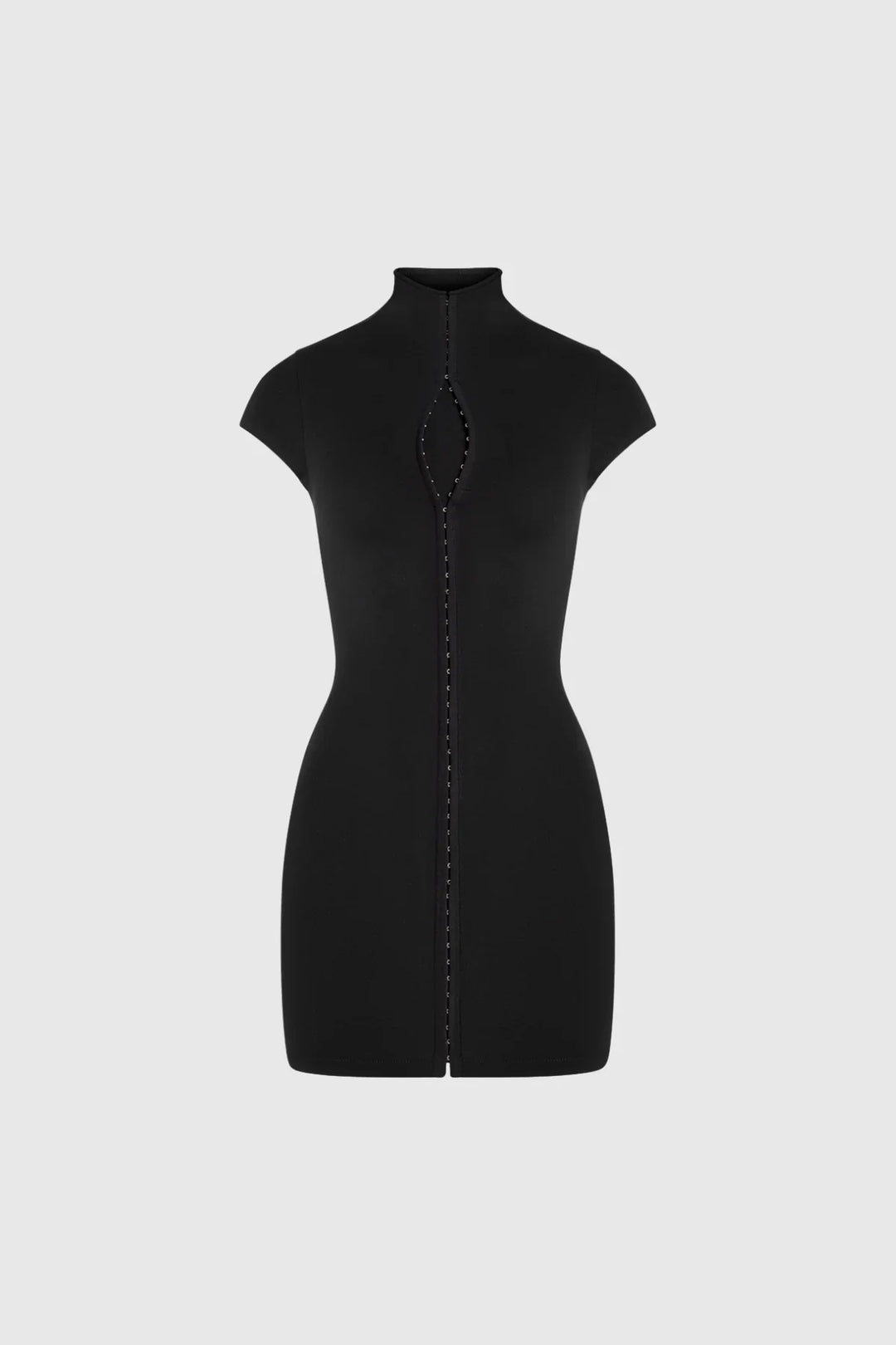 Vestito corto donna nero con cerniera lampo