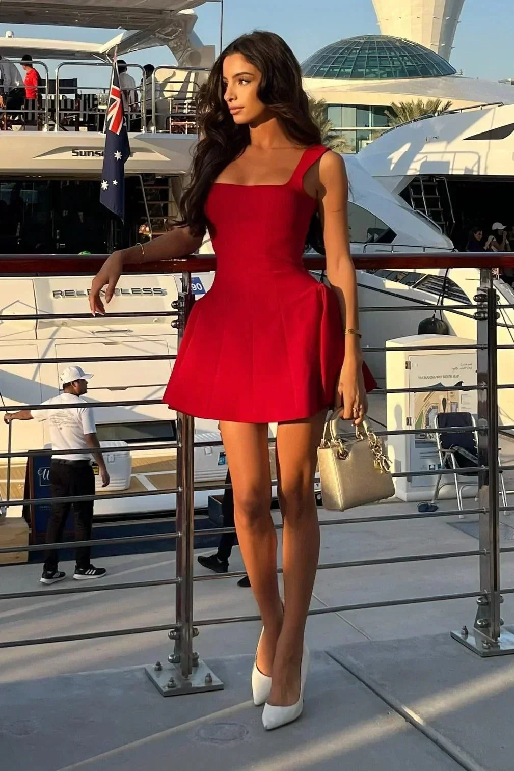 Vestito corto donna senza maniche plissettato