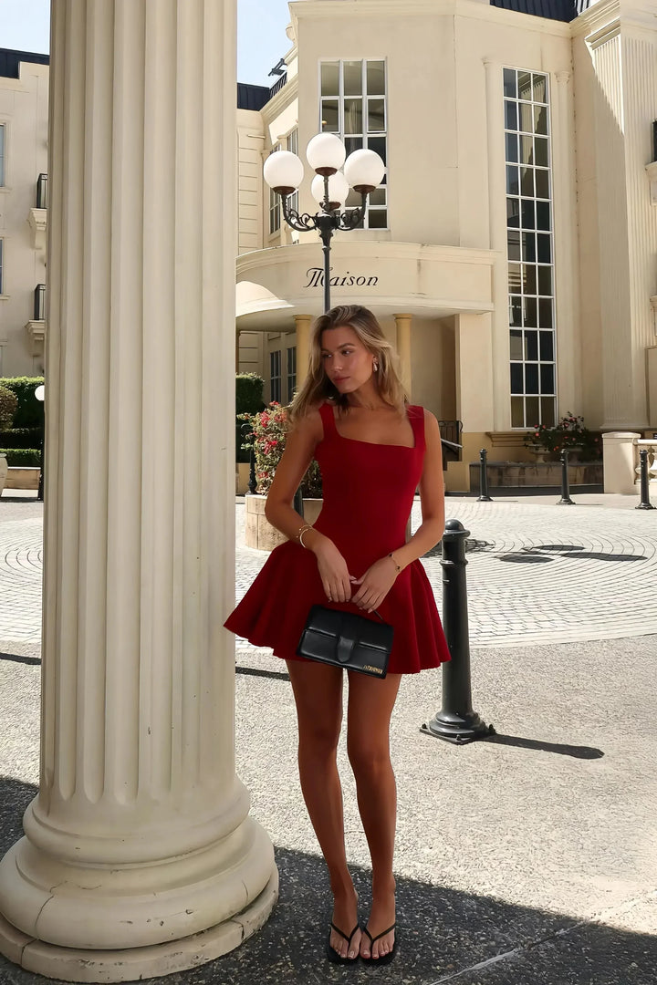 Vestito corto donna senza maniche plissettato
