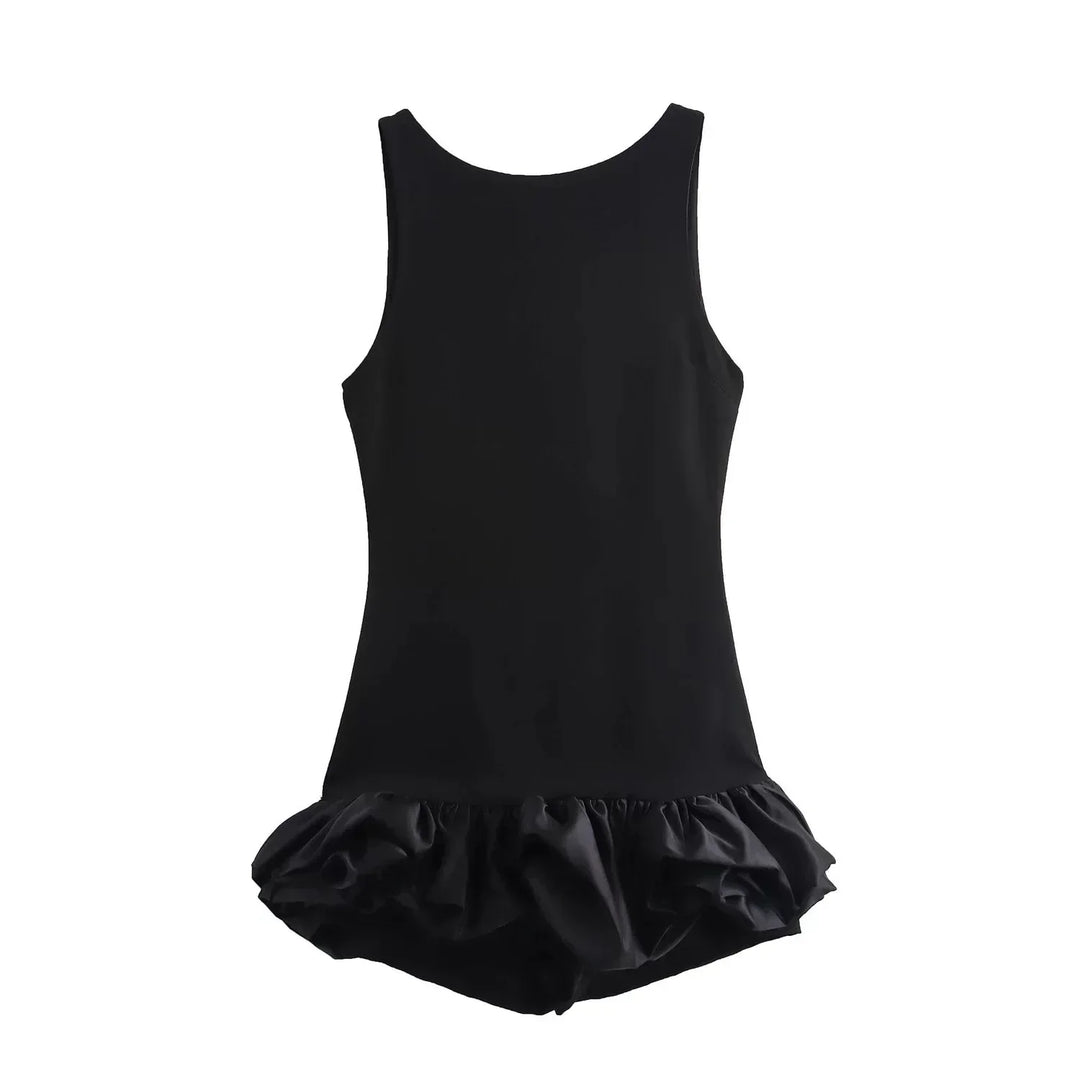Vestito corto donna con volant e schiena scoperta