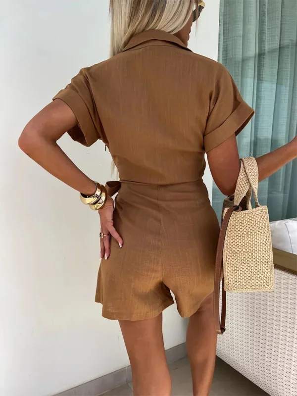 Vestito a portafoglio estivo a Maniche corte con scollo a V e cintura