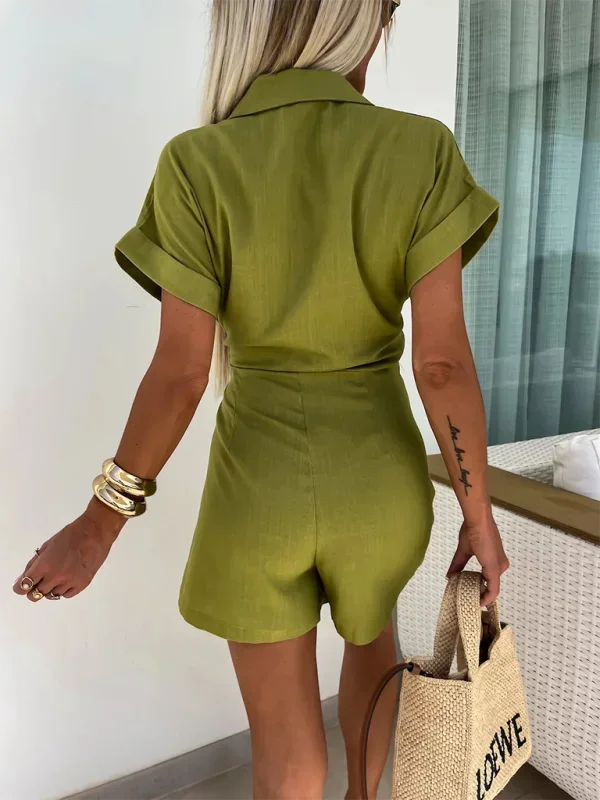 Vestito a portafoglio estivo a Maniche corte con scollo a V e cintura