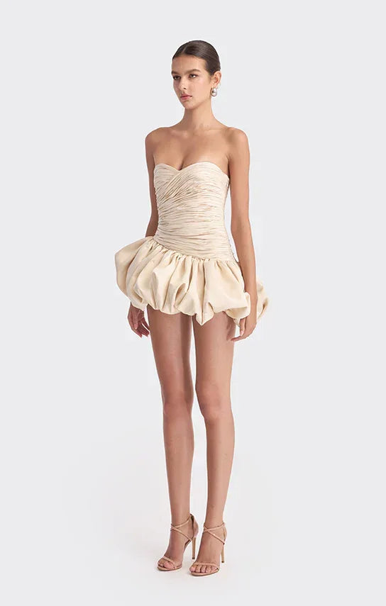 Vestito corto da sera da donna a palloncino drappeggiato
