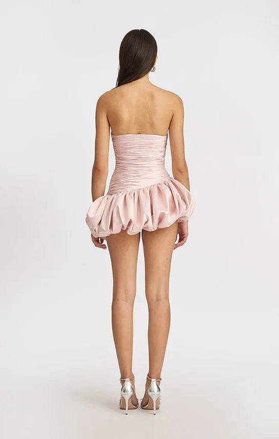 Vestito corto da sera da donna a palloncino drappeggiato