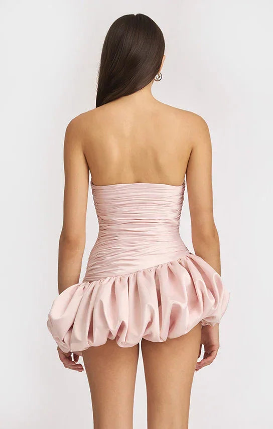 Vestito corto da sera da donna a palloncino drappeggiato