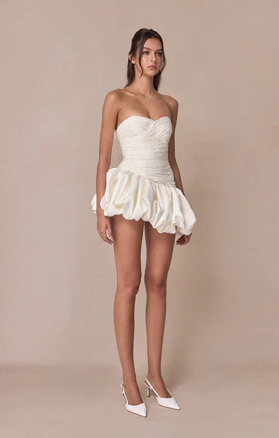 Vestito corto da sera da donna a palloncino drappeggiato