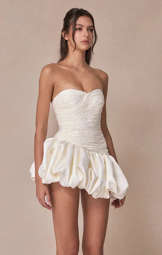 Vestito corto da sera da donna a palloncino drappeggiato
