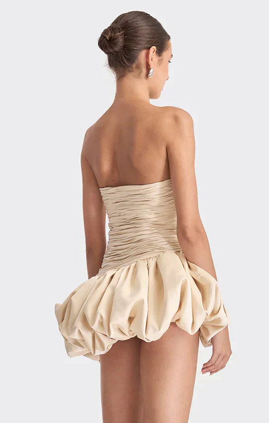Vestito corto da sera da donna a palloncino drappeggiato