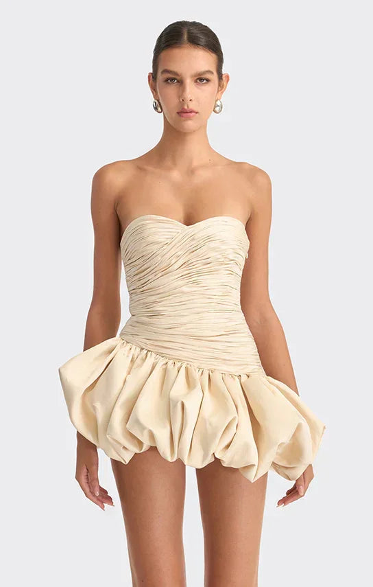 Vestito corto da sera da donna a palloncino drappeggiato