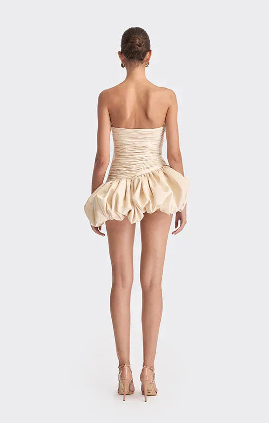 Vestito corto da sera da donna a palloncino drappeggiato