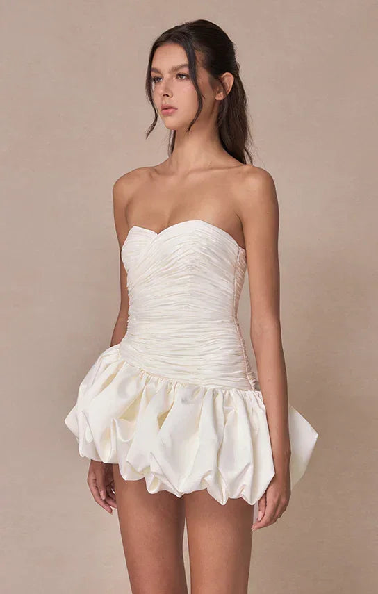 Vestito corto da sera da donna a palloncino drappeggiato
