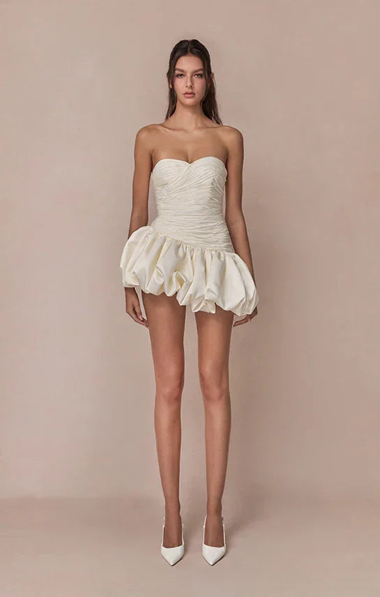Vestito corto da sera da donna a palloncino drappeggiato