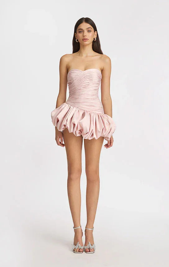 Vestito corto da sera da donna a palloncino drappeggiato