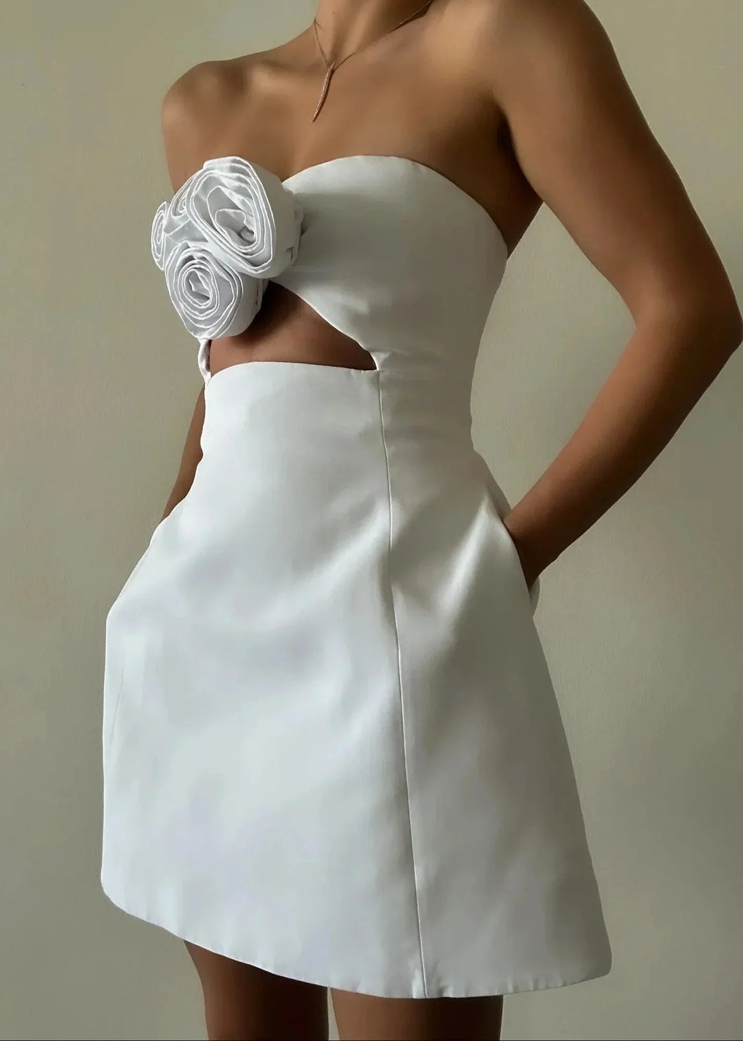 Vestito corto da sera donna a fiori con bustier