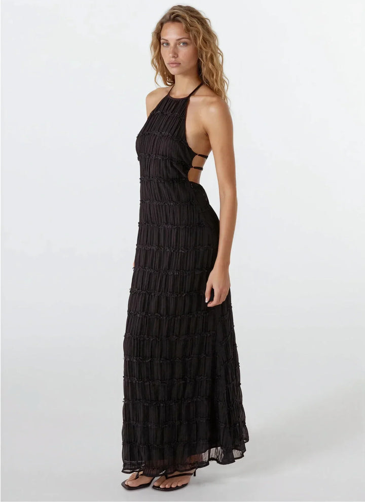 Vestito lungo estivo donna schiena nuda testurizzato