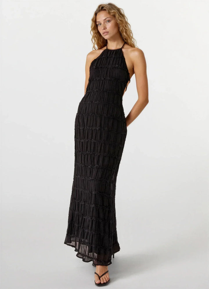 Vestito lungo estivo donna schiena nuda testurizzato