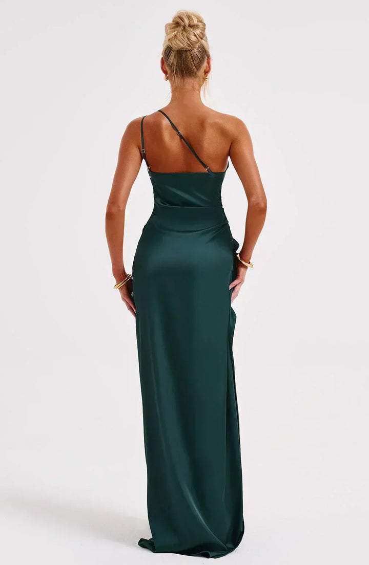 Vestito lungo donna asimmetrico con spacco elegante
