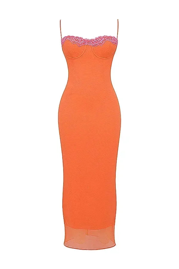 Vestito lungo donna con bretelle regolabili e motivi floreali
