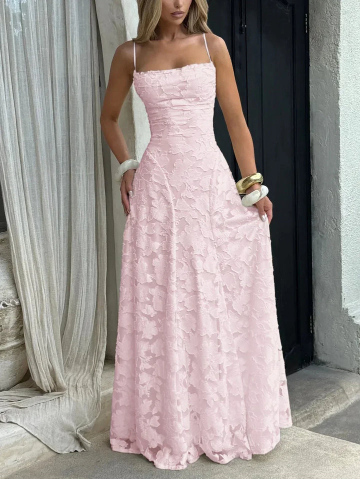 Vestito lungo donna con spalline sottili e motivo floreale