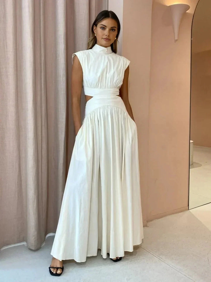 Vestito lungo donna con cut-out e collo alto