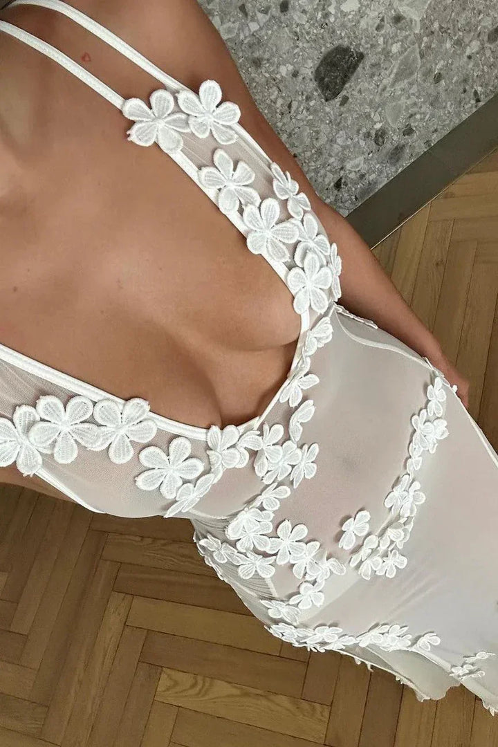 Vestito lungo da donna bianco floreale