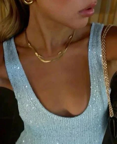 Vestito lungo donna blu ghiaccio senza maniche aderente