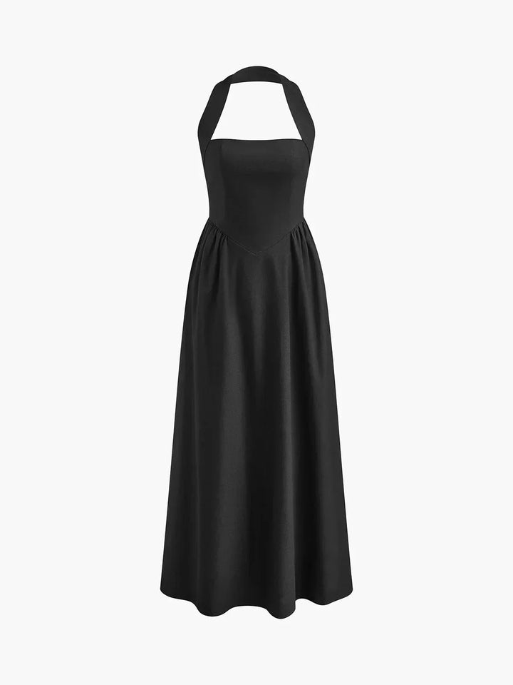Vestito lungo donna scollo quadrato con tasche integrate