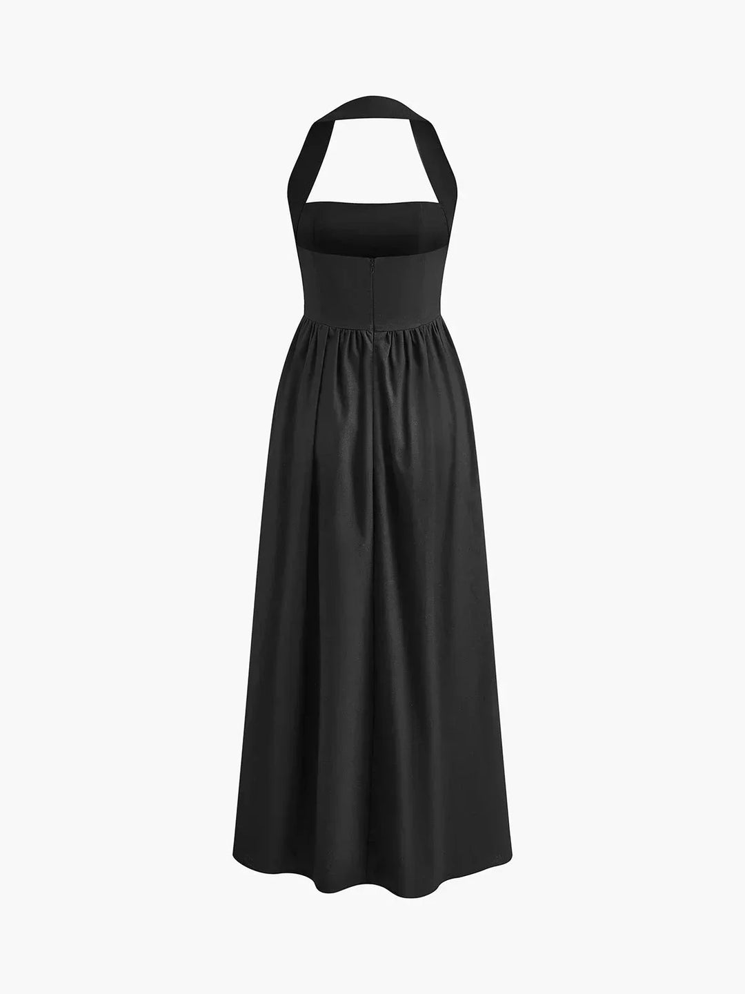 Vestito lungo donna scollo quadrato con tasche integrate