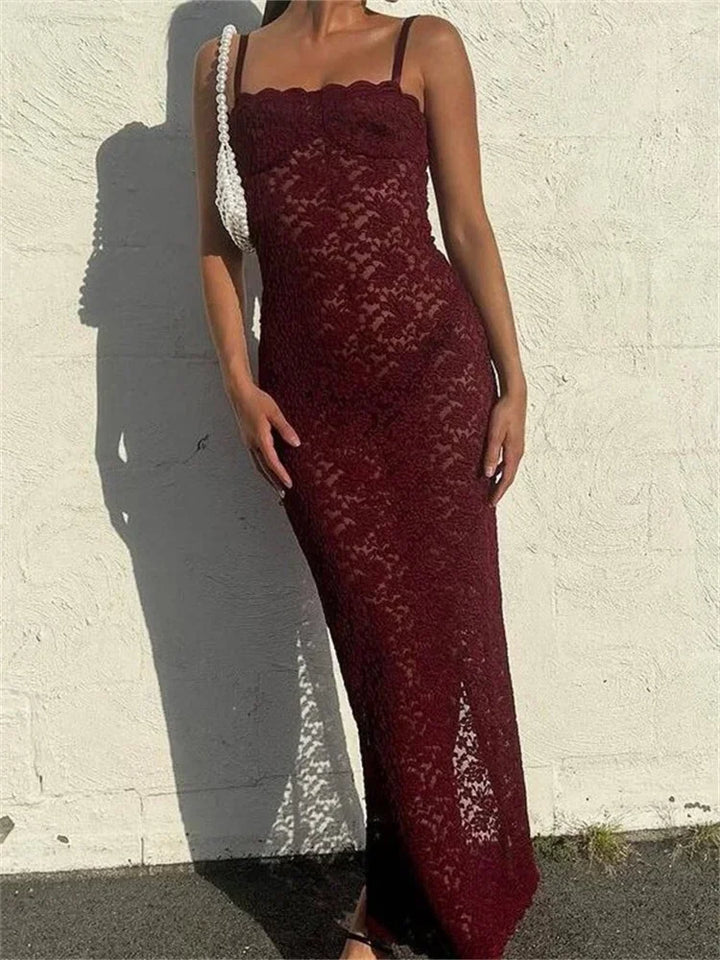 Vestito lungo donna in pizzo elegante per serate