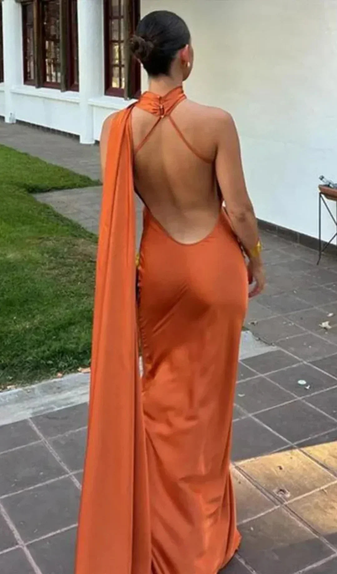 Vestito lungo donna drappeggiato con spallina unica