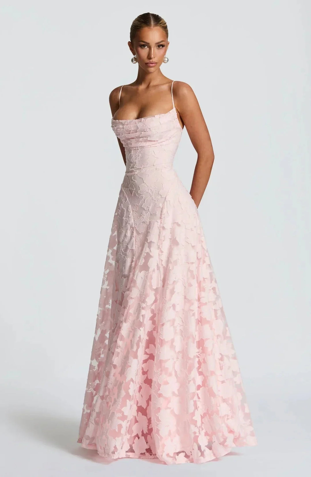 Vestito lungo da donna floreale senza maniche