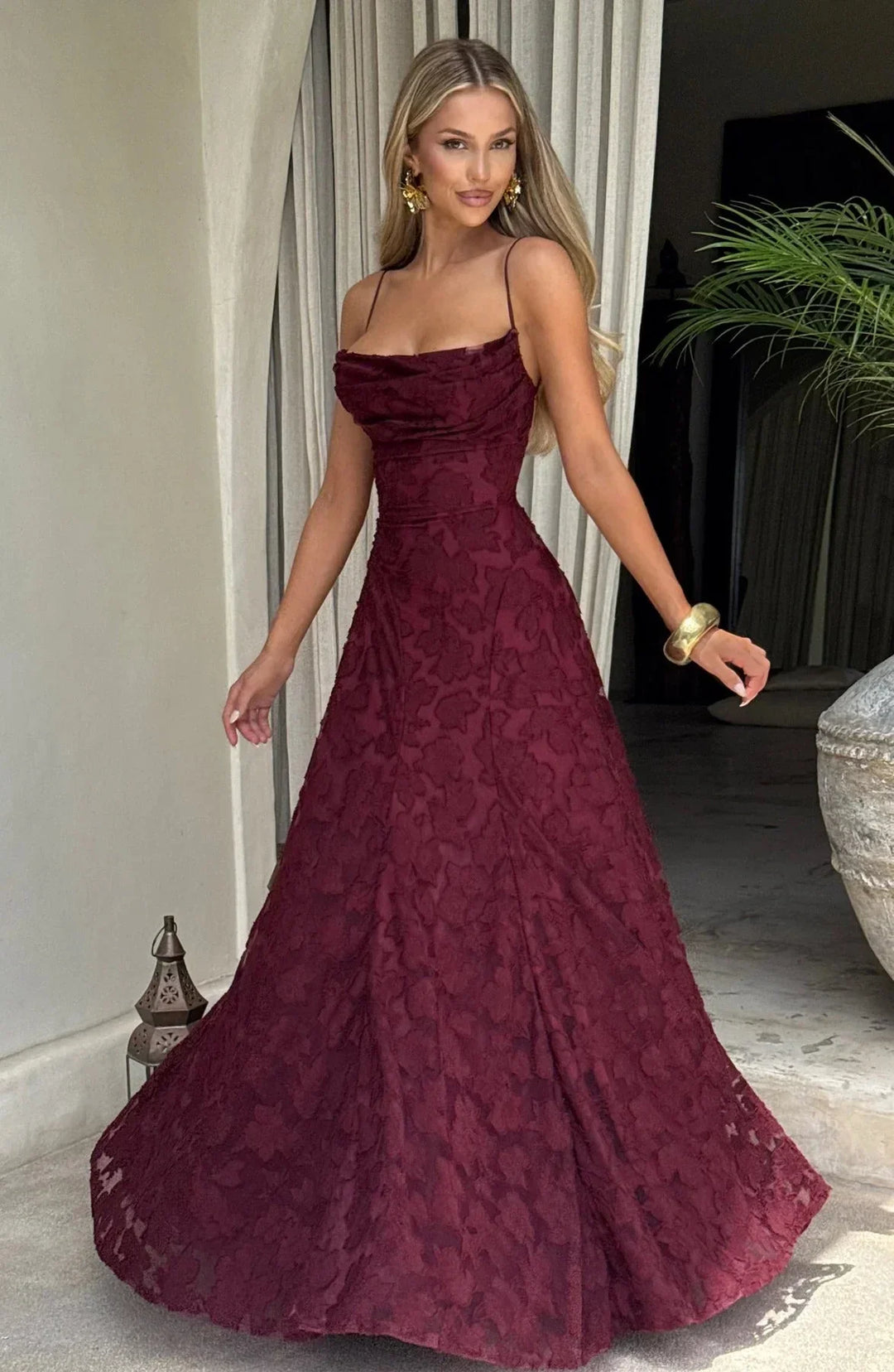 Vestito lungo da donna floreale senza maniche