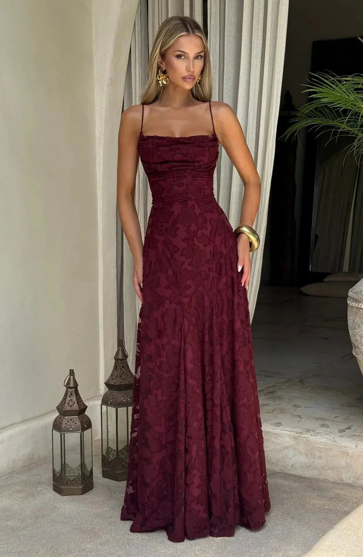 Vestito lungo da donna floreale senza maniche