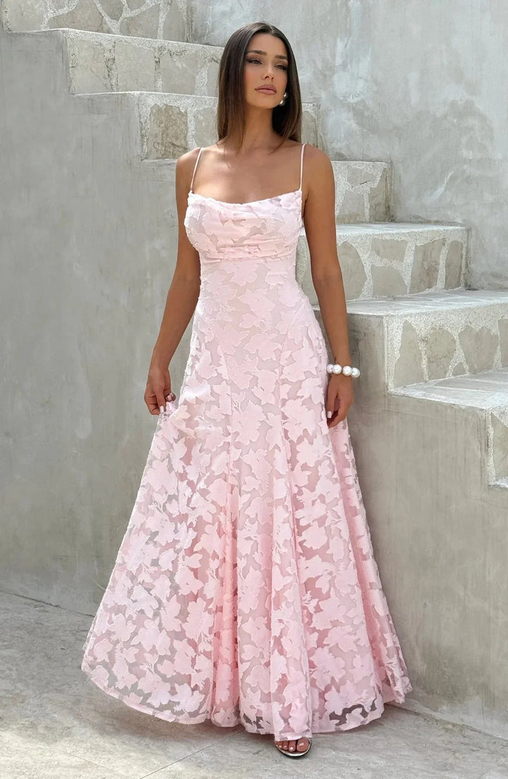 Vestito lungo da donna floreale senza maniche