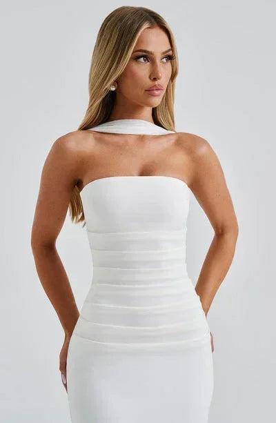 Vestito lungo donna aderente senza maniche