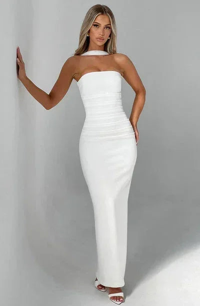 Vestito lungo donna aderente senza maniche
