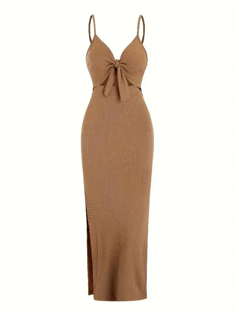 Vestito lungo donna nero con cutout