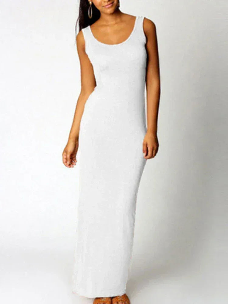 Vestito lungo donna con spalline larghe