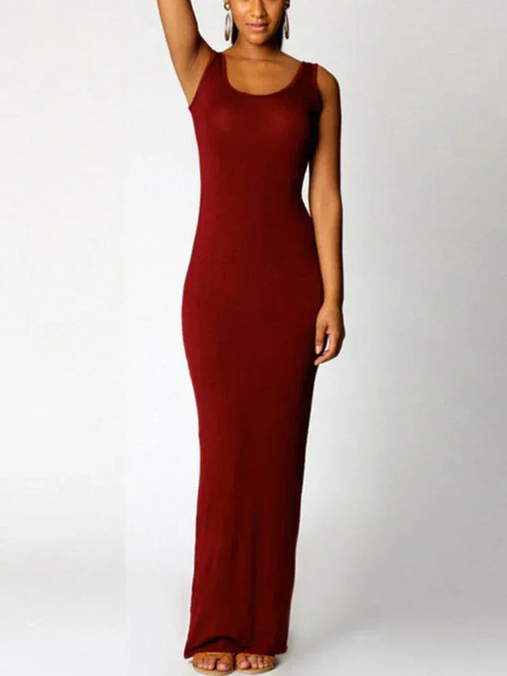 Vestito lungo donna con spalline larghe
