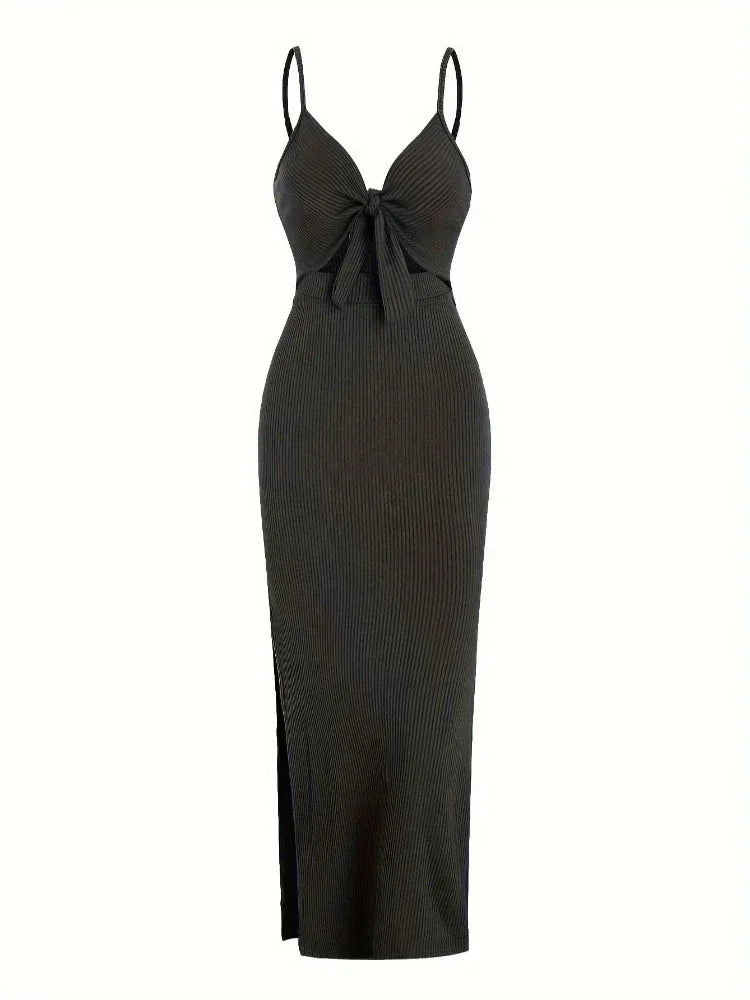 Vestito lungo donna nero con cutout