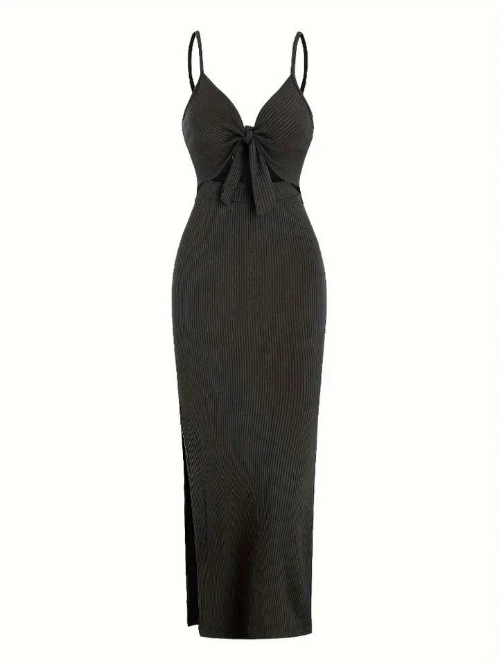 Vestito lungo donna nero con cutout