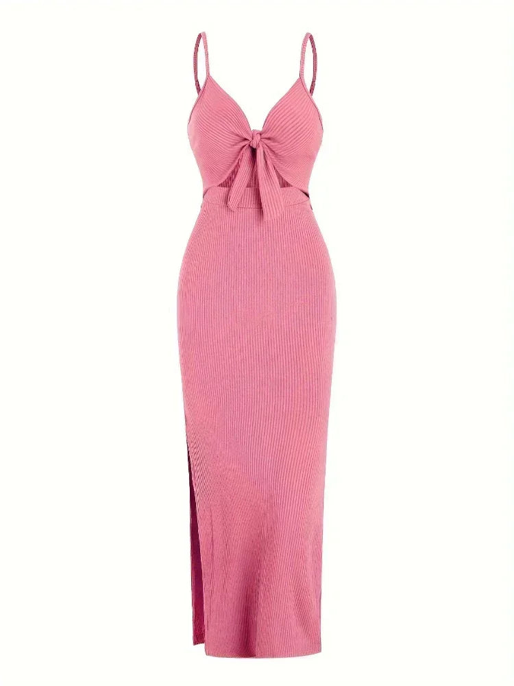 Vestito lungo donna nero con cutout