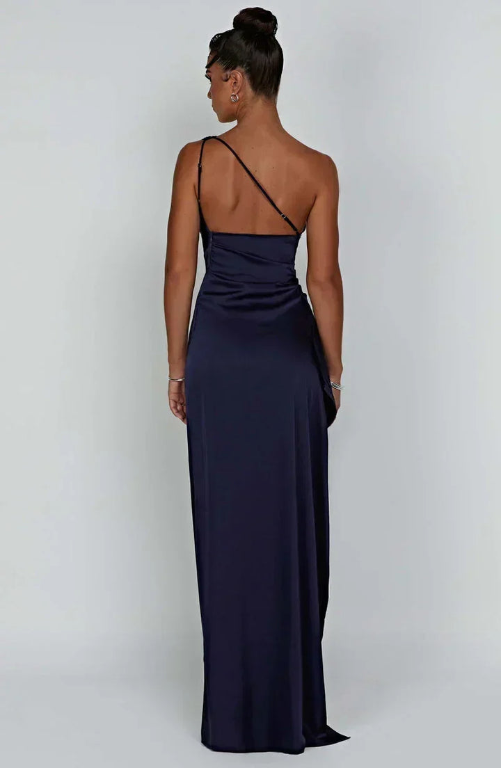 Vestito lungo donna nero asimmetrico