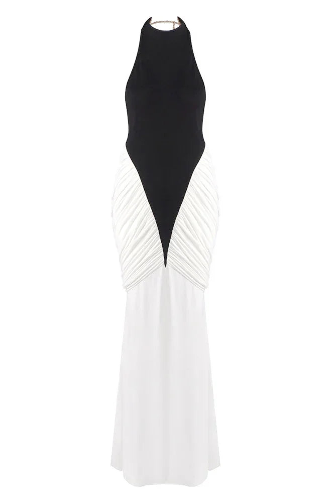 Vestito lungo da donna nero con schiena nuda